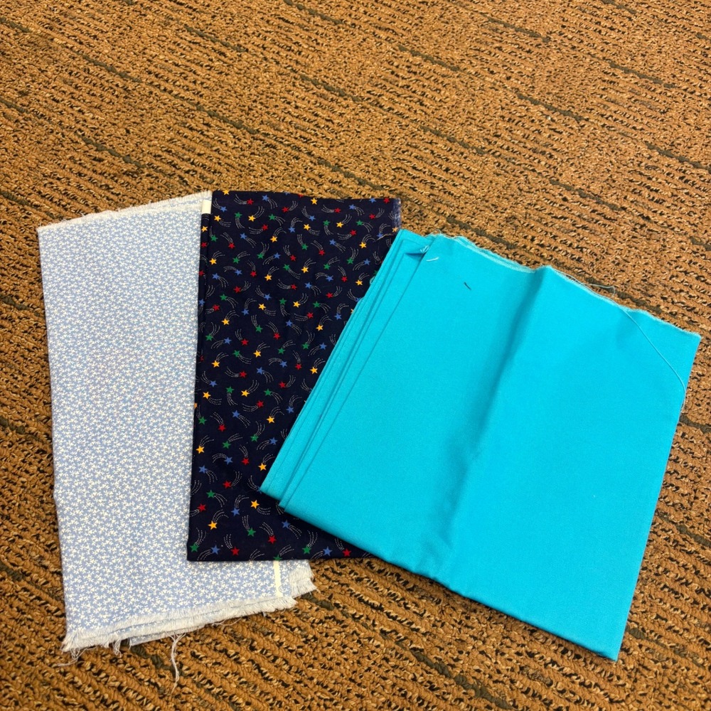 Quilting Fabric Remnants Bundle Cotton Blue Floral Shooting Stars Turquoise